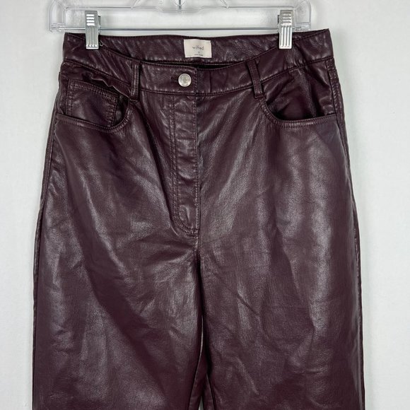 Aritzia Wilfred The Melina Pant High-waisted Vegan Leather Carob Chip Size 10 I1 - Picture 2 of 10